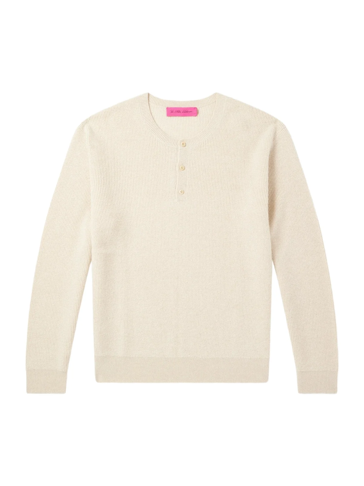 The Elder Statesman Waffle-Knit Cashmere Henley Sweater - Men