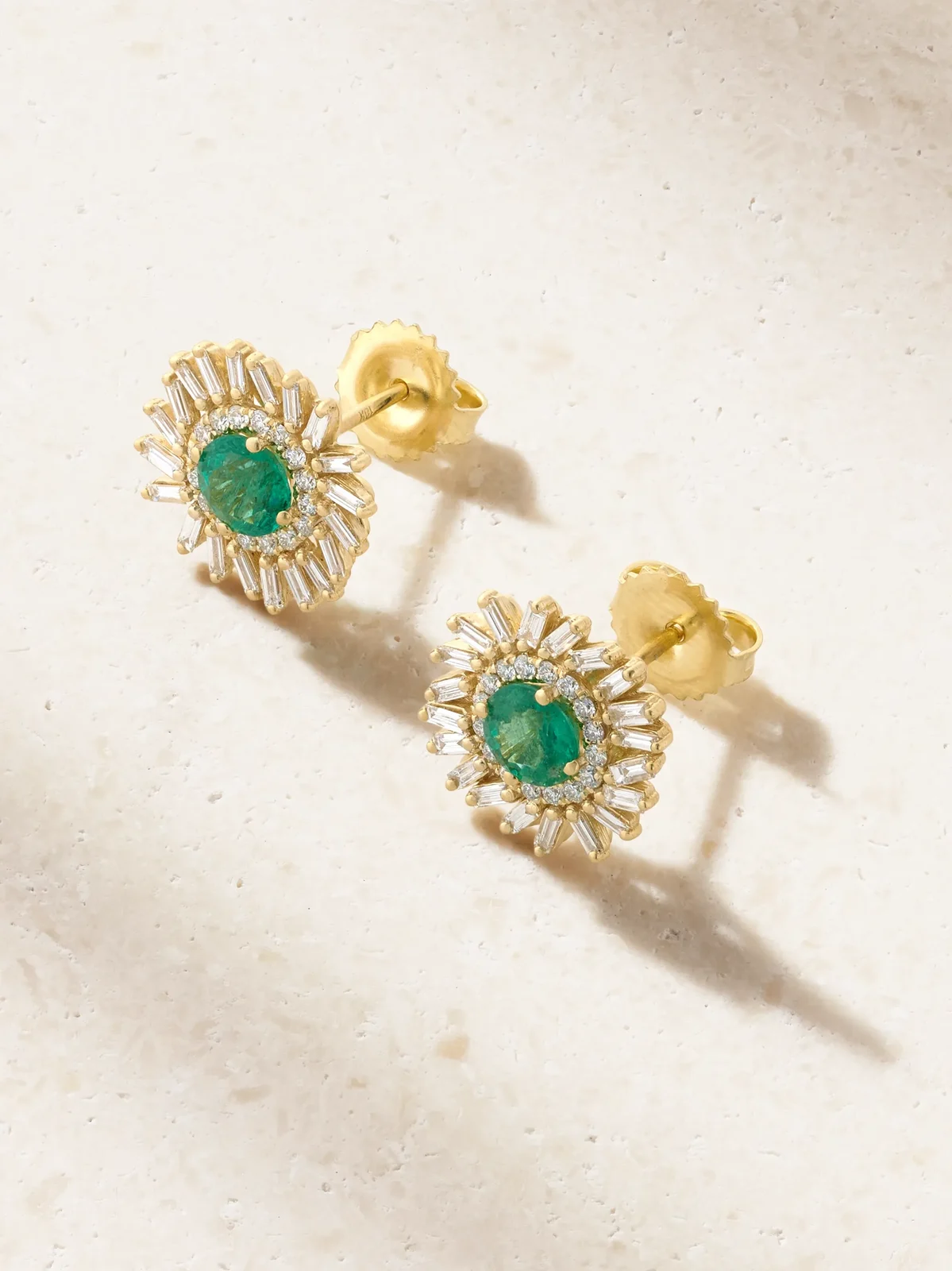 Suzanne Kalan 18-karat Gold, Diamond And Emerald Earrings - Green