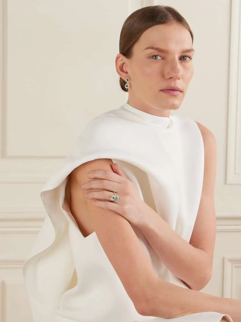 Suzanne Kalan 18-karat Gold Multi-stone Earrings | Thumbnail 3