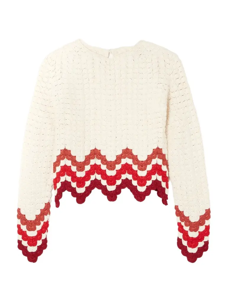 Safi Cropped Scalloped Crocheted Cotton Top