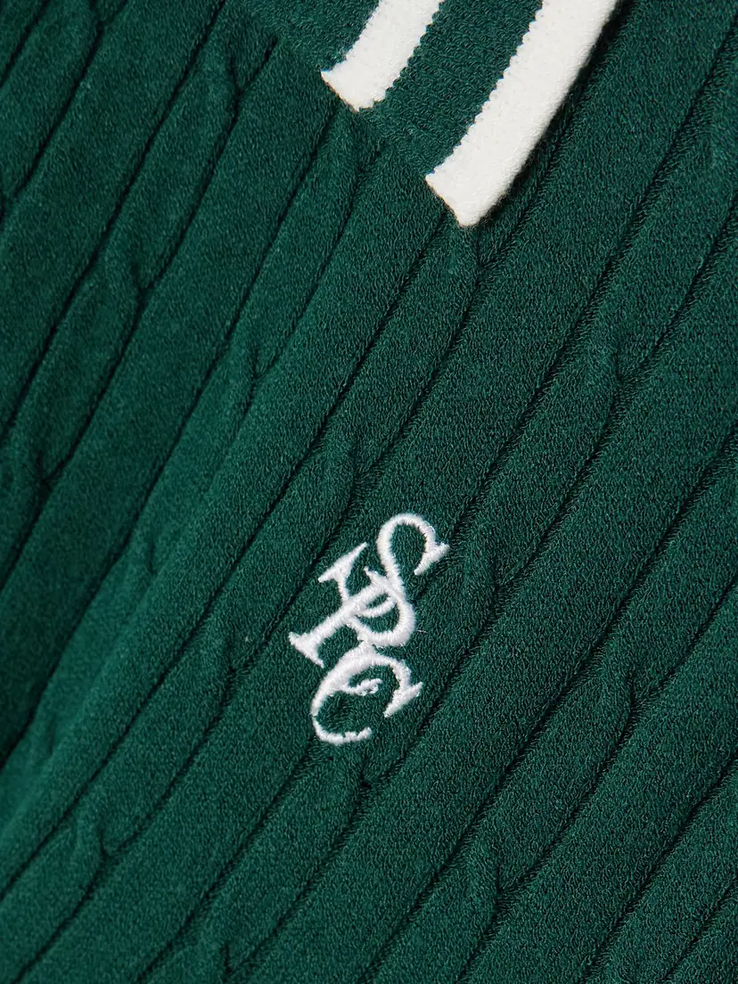 Sporty & Rich Embroidered Striped Cable-knit Polo Shirt | Thumbnail 4