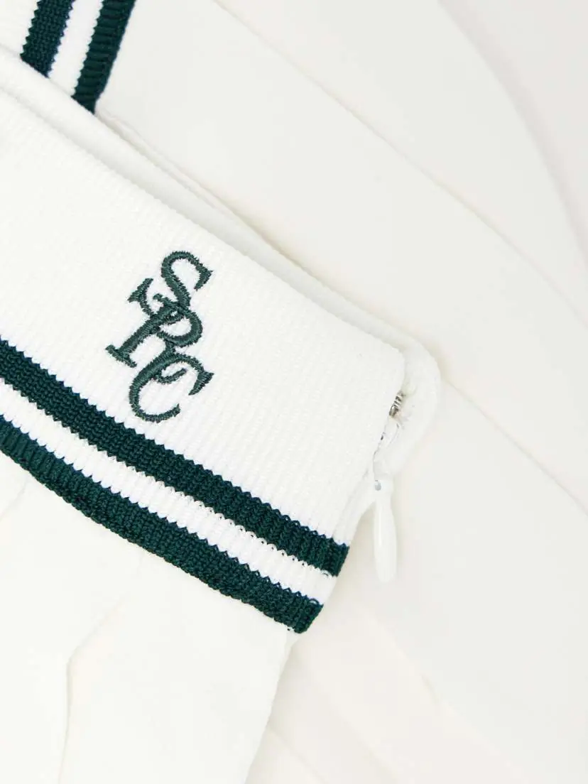 Sporty & Rich Abigail Pleated Embroidered Striped Crepe De Chine Mini Skirt | Thumbnail 5 Sporty & Rich Abigail Pleated Embroidered Striped Crepe De Chine Mini Skirt | Thumbnail 5