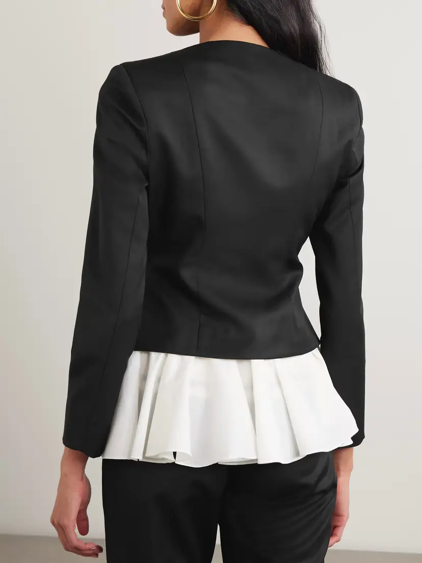 Abadia Ruffled Wool-blend Twill And Plissé-crepe Blazer | Thumbnail 3 Abadia Ruffled Wool-blend Twill And Plissé-crepe Blazer | Thumbnail 3