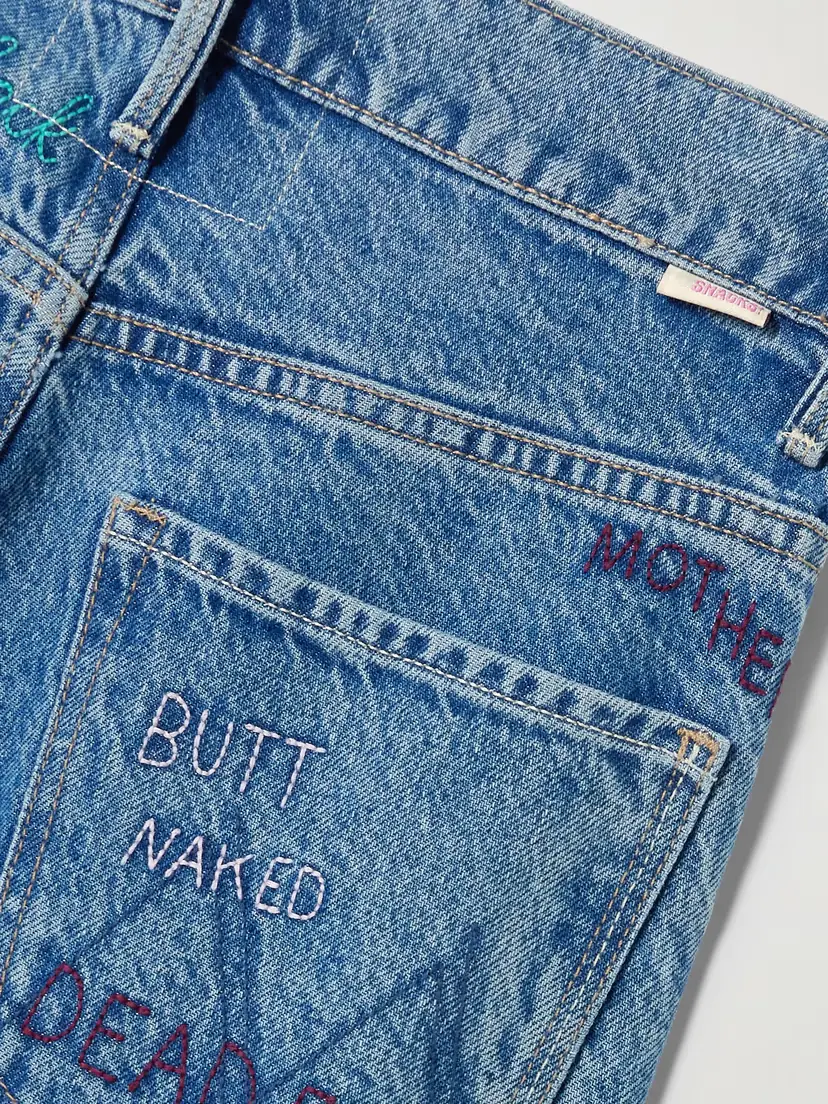 Mother Double Dip Nerdy Embroidered Mid-rise Wide-leg Jeans | Thumbnail 6 Mother Double Dip Nerdy Embroidered Mid-rise Wide-leg Jeans | Thumbnail 6