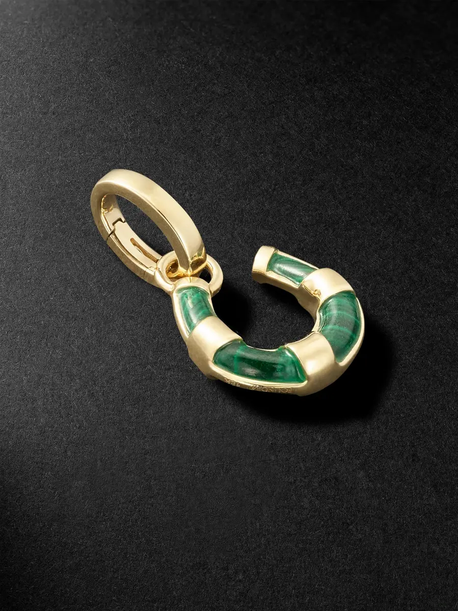 Foundrae Protection Horseshoe Miniature 18-Karat Gold Malachite Pendant - Men | Image 1 Foundrae Protection Horseshoe Miniature 18-Karat Gold Malachite Pendant - Men | Image 1