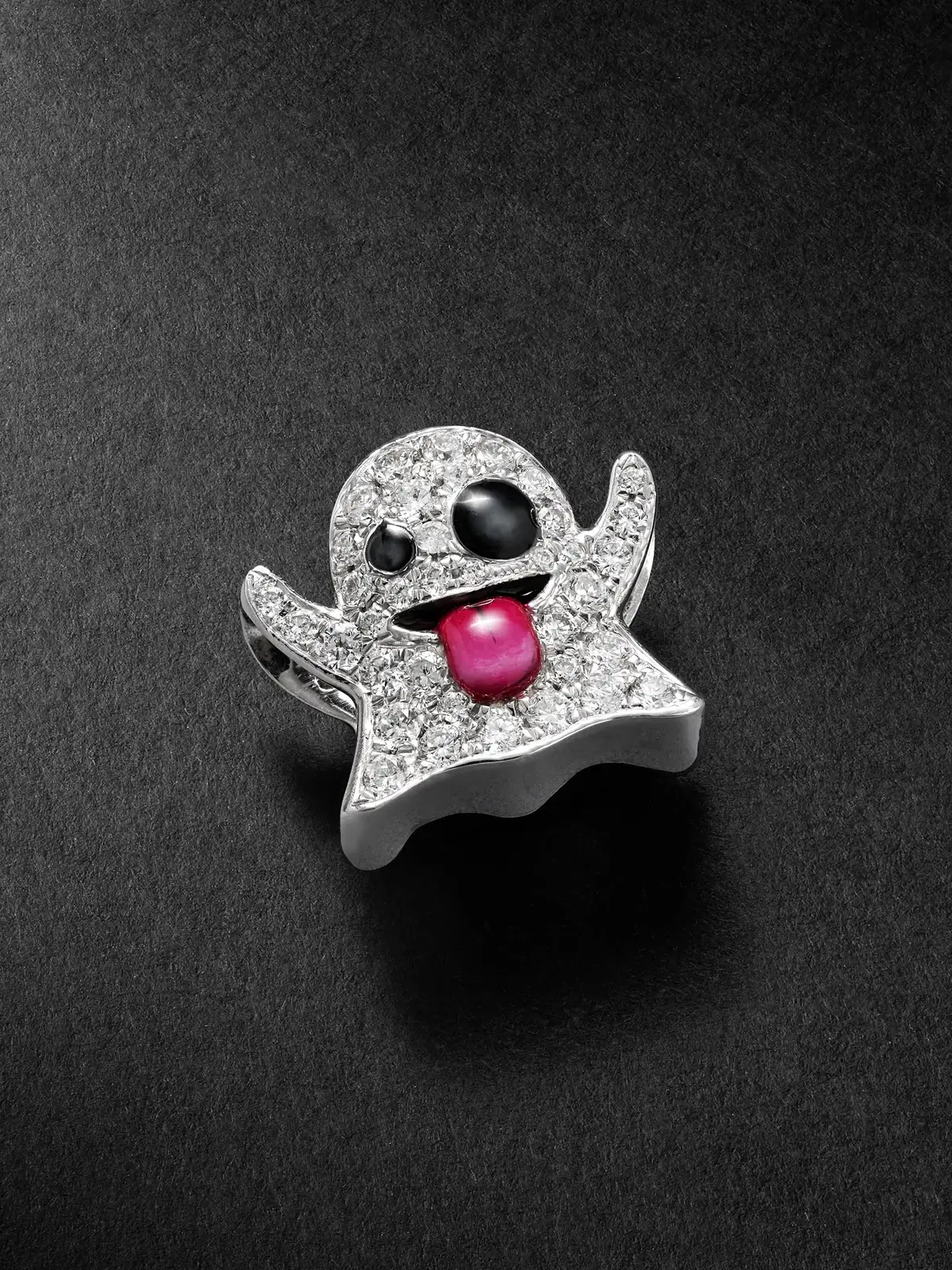 Greg Yuna Ghost 14-Karat White Gold, Diamond and Enamel Pendant - Men