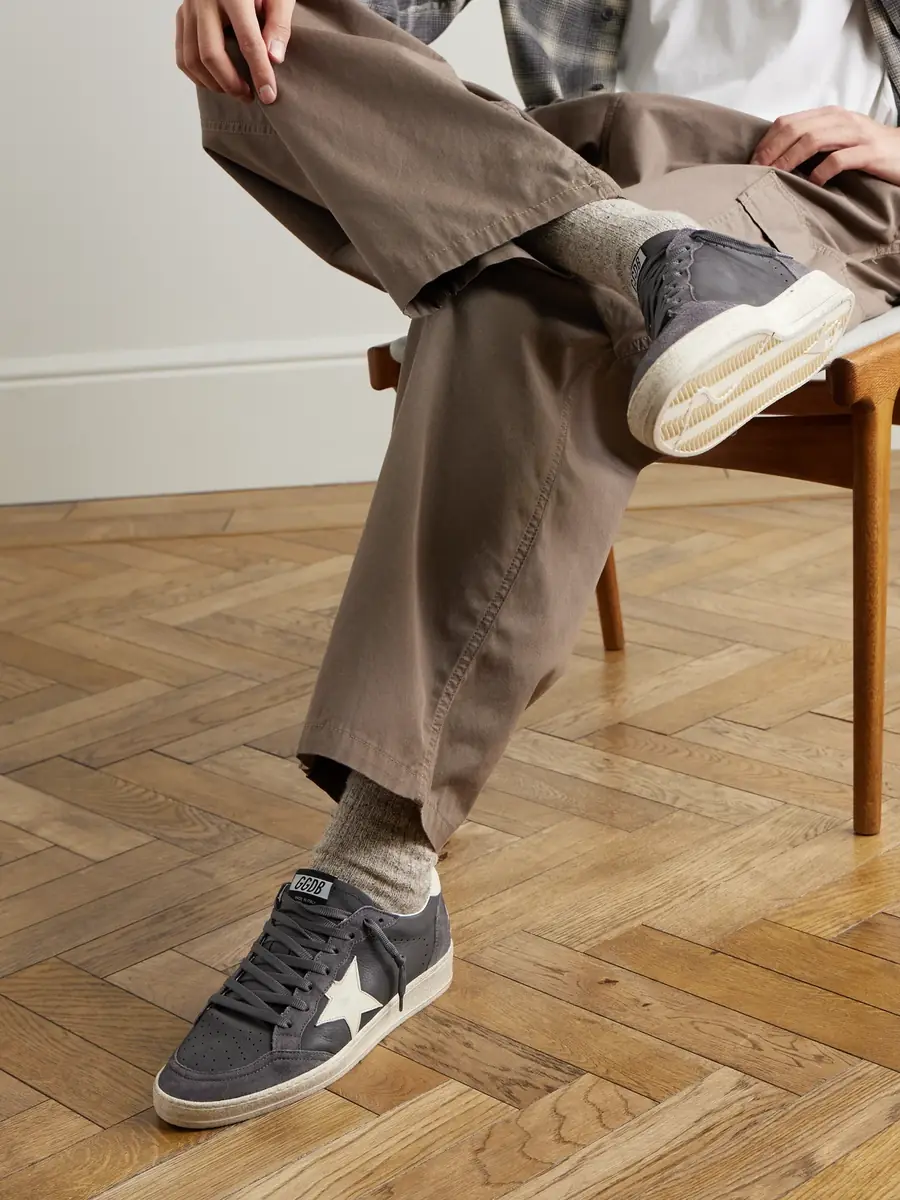 Golden Goose Ball Star Distressed Suede-Trimmed Leather Sneakers EU 45 | Thumbnail 2 Golden Goose Ball Star Distressed Suede-Trimmed Leather Sneakers EU 45 | Thumbnail 2