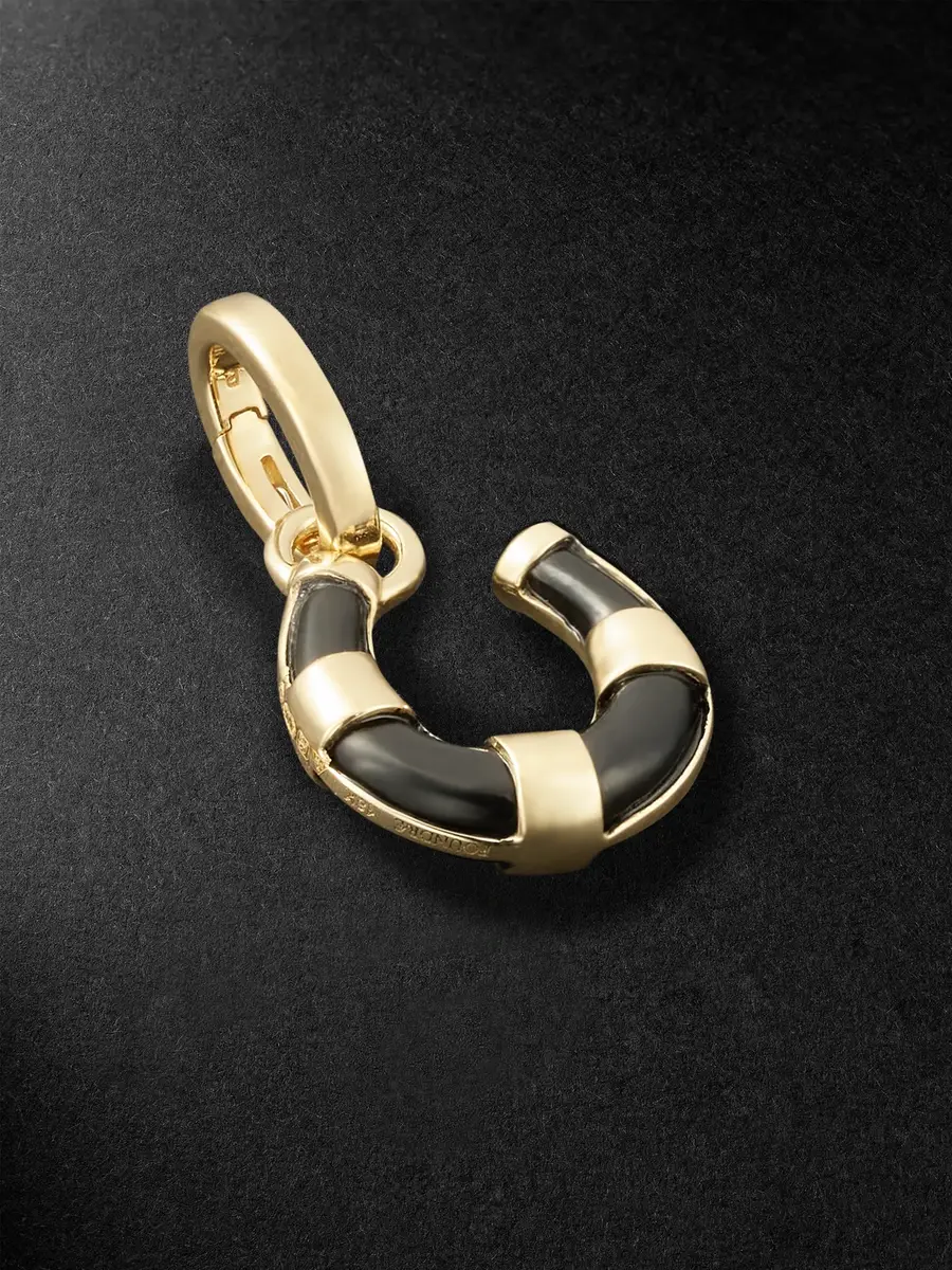 Foundrae Protection Horseshoe Miniature 18-Karat Gold Onyx Pendant - Men | Image 1 Foundrae Protection Horseshoe Miniature 18-Karat Gold Onyx Pendant - Men | Image 1