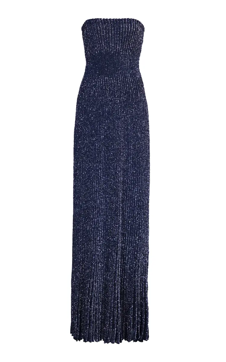 ALAÏA Strapless Ribbed-Knit Maxi Dress | Thumbnail 5