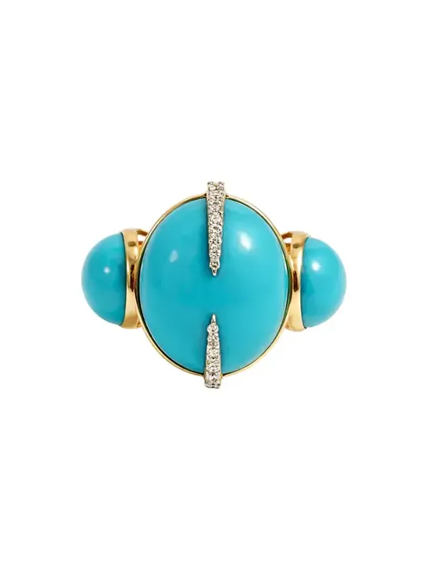 17.02ct Diamond Turquoise 18K Gold Cocktail Ring 17.02ct Diamond Turquoise 18K Gold Cocktail Ring