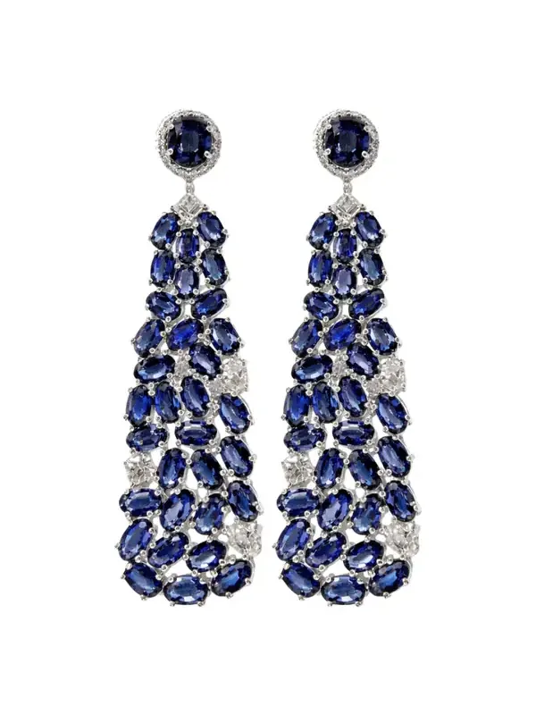 20.80ct Diamond Sapphire 14K Gold Statement Earrings 20.80ct Diamond Sapphire 14K Gold Statement Earrings