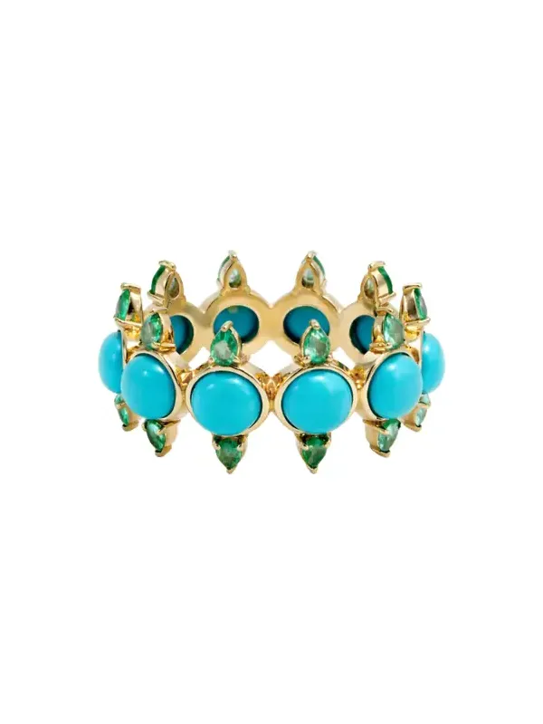 6.18ct Emerald Turquoise 18K Gold Open Shank Ring 6.18ct Emerald Turquoise 18K Gold Open Shank Ring