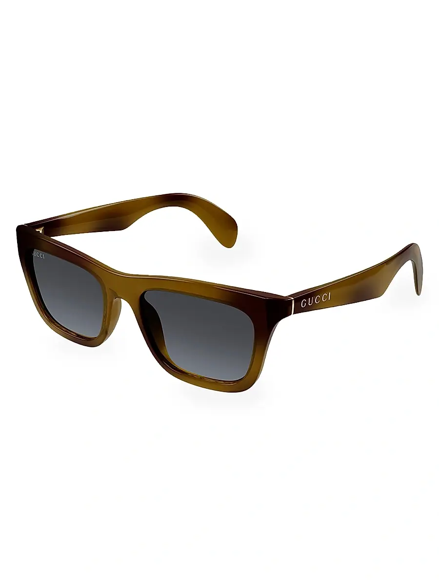 Gucci Men's 53MM Rectangular Sunglasses - Havana | Image 1 Gucci Men's 53MM Rectangular Sunglasses - Havana | Image 1