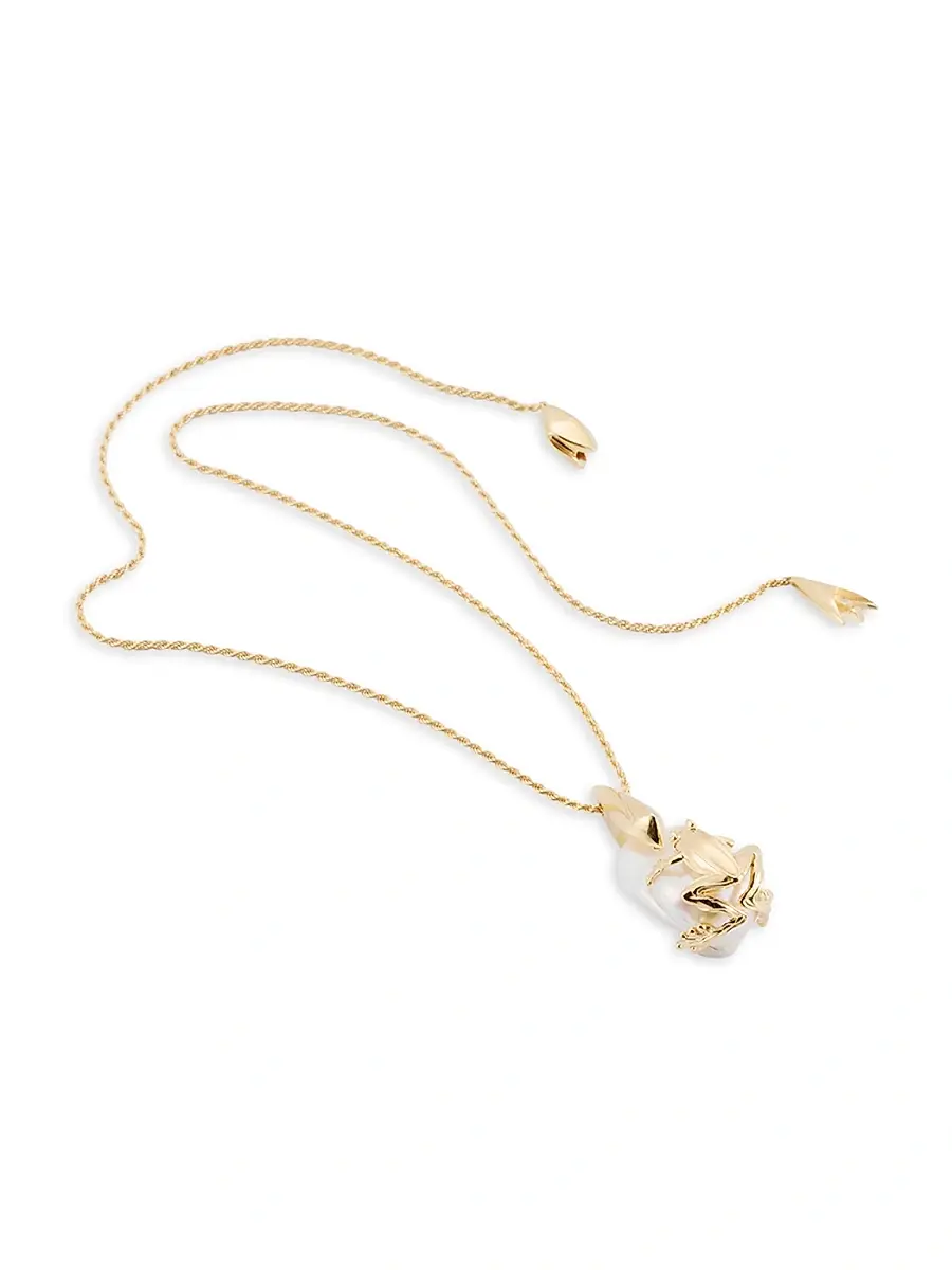 Bottega Veneta Women's Rana 18K-Gold-Plated & Cultured Freshwater Pearl Pendant Necklace - Gold | Thumbnail 3