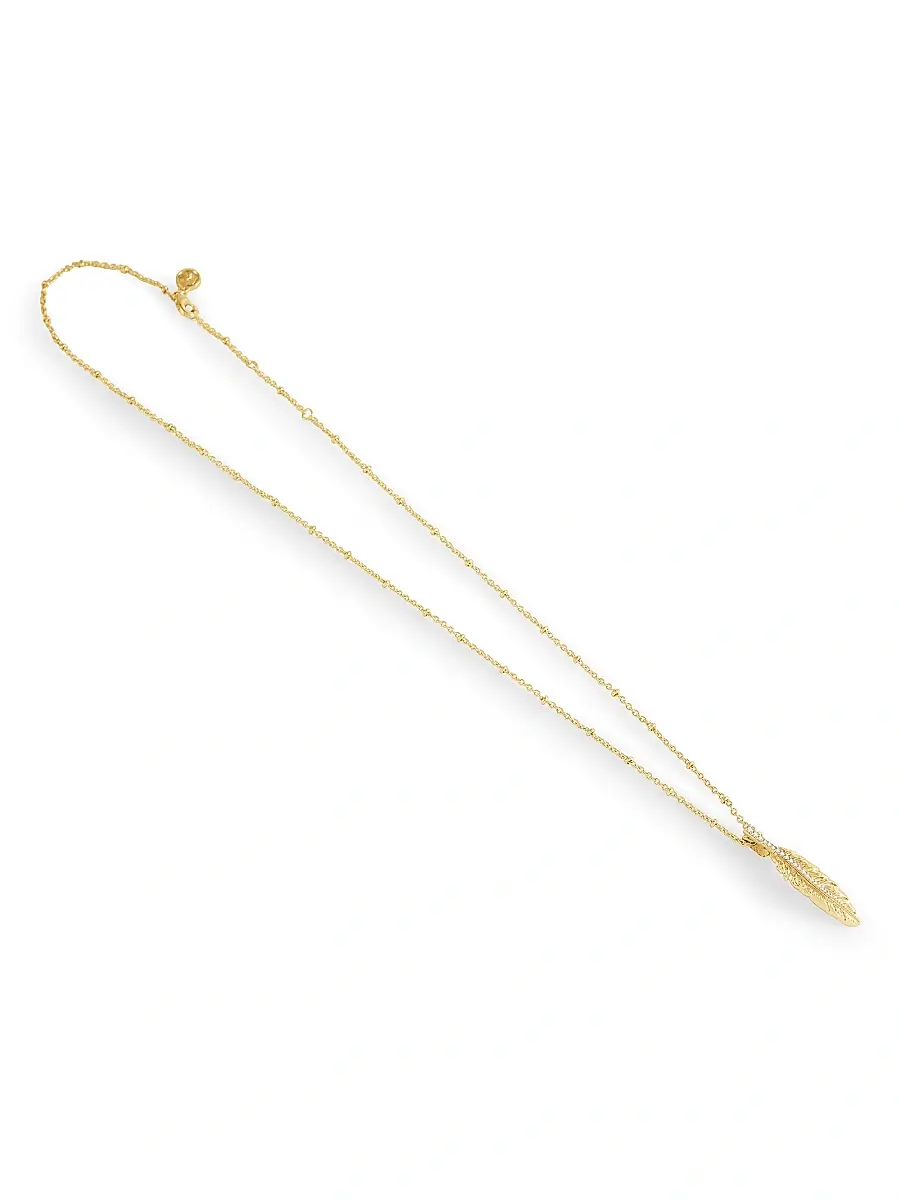 Anabel Aram Women's Feather 18K-Gold-Plated & Cubic Zirconia Pendant Necklace - Gold | Thumbnail 3 Anabel Aram Women's Feather 18K-Gold-Plated & Cubic Zirconia Pendant Necklace - Gold | Thumbnail 3