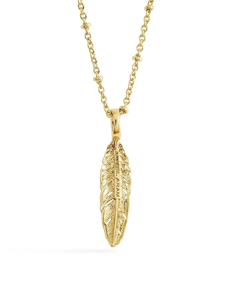Anabel Aram Women's Feather 18K-Gold-Plated & Cubic Zirconia Pendant Necklace - Gold | Thumbnail 4 Anabel Aram Women's Feather 18K-Gold-Plated & Cubic Zirconia Pendant Necklace - Gold | Thumbnail 4