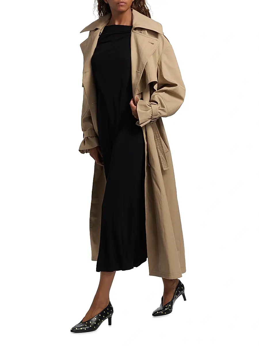Co Women's Double-Layered Cotton-Blend Trench Coat - Camel | Thumbnail 2 Co Women's Double-Layered Cotton-Blend Trench Coat - Camel | Thumbnail 2