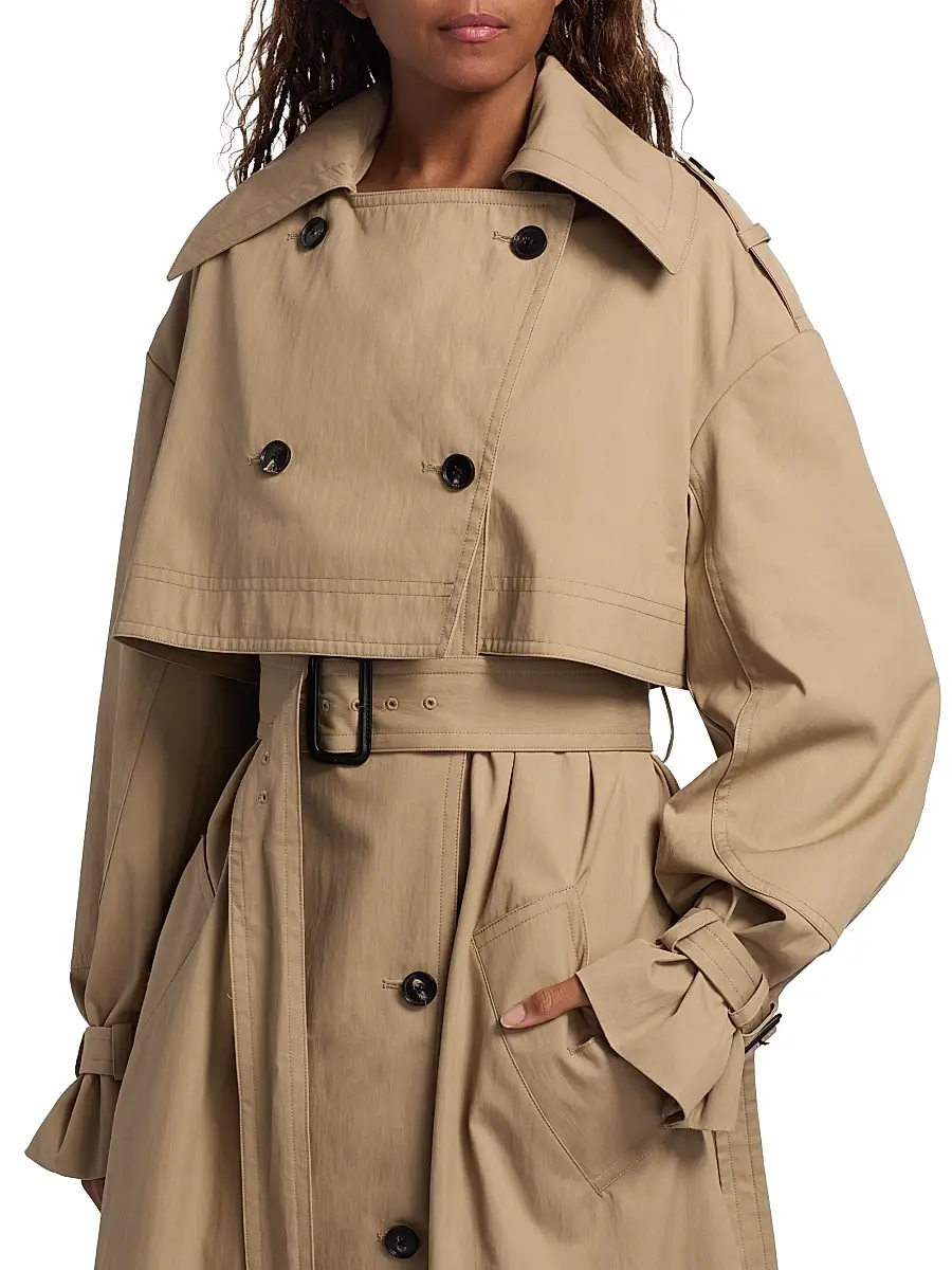 Co Women's Double-Layered Cotton-Blend Trench Coat - Camel | Thumbnail 6 Co Women's Double-Layered Cotton-Blend Trench Coat - Camel | Thumbnail 6