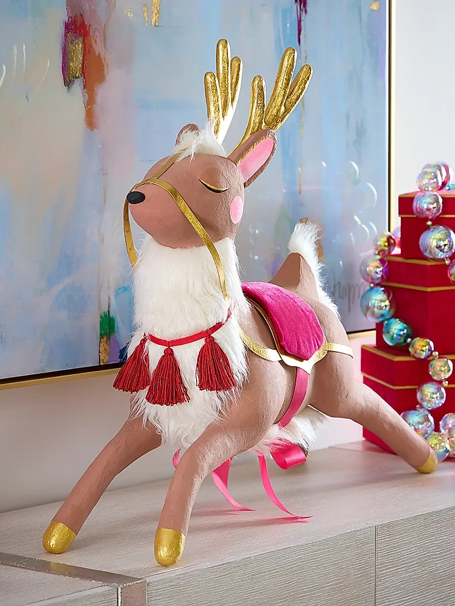Glitterville Papa Noel's Reindeer Tabletop Figure | Image 1 Glitterville Papa Noel's Reindeer Tabletop Figure | Image 1