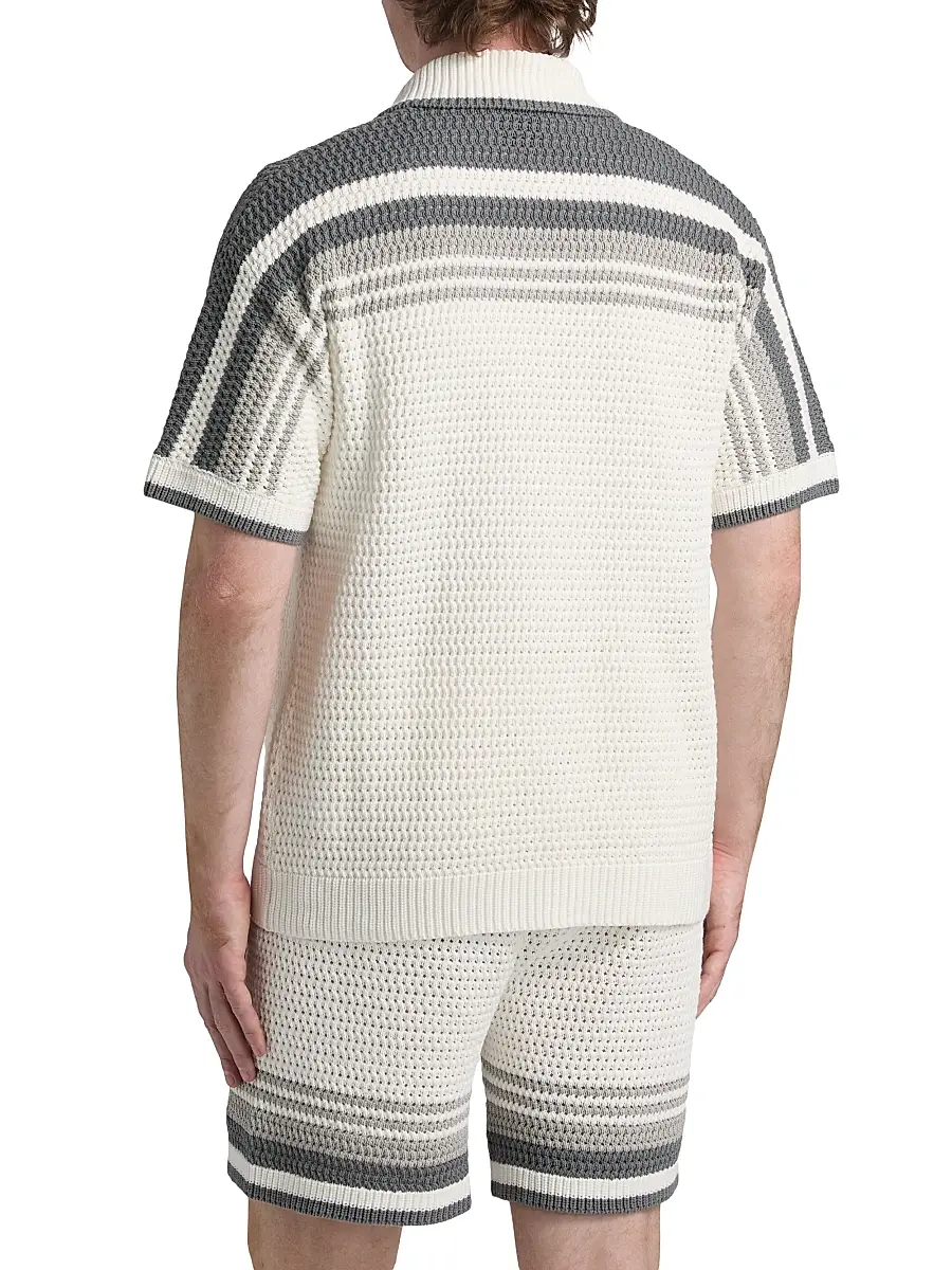 Casablanca Men's Crochet Cotton Camp Shirt | Thumbnail 5