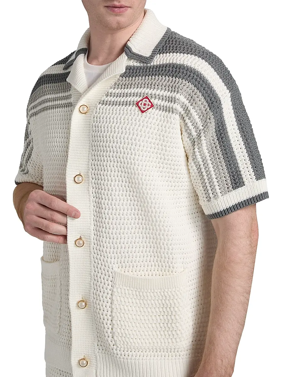 Casablanca Men's Crochet Cotton Camp Shirt | Thumbnail 6