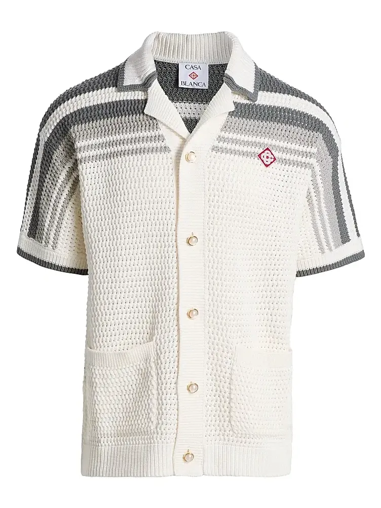 Men's Crochet Cotton Camp Shirt