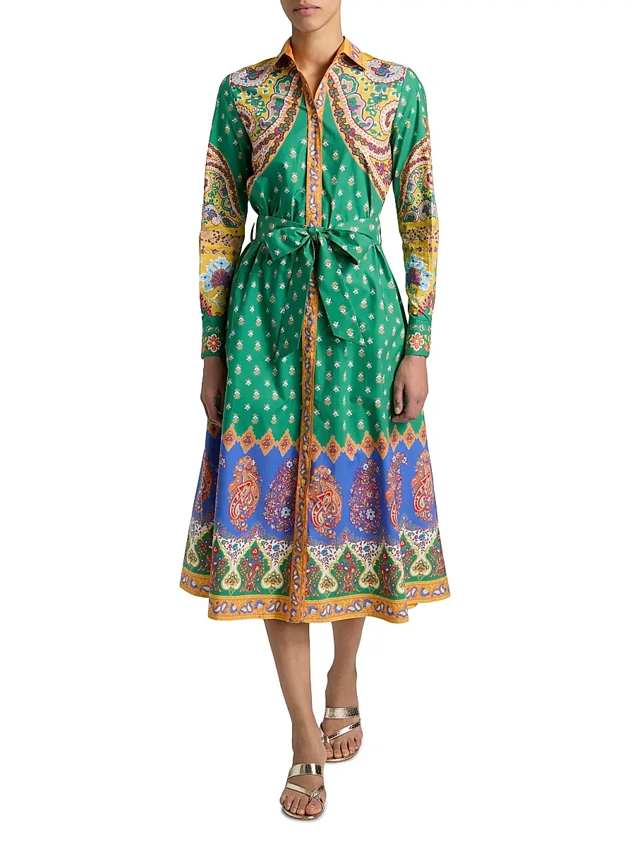 Etro Women's Printed Cotton Belted Shirtdress | Thumbnail 2