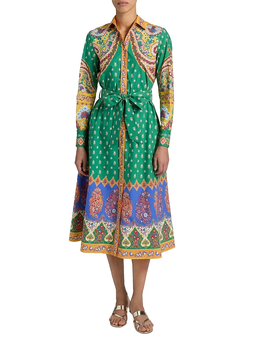Etro Women's Printed Cotton Belted Shirtdress | Thumbnail 3