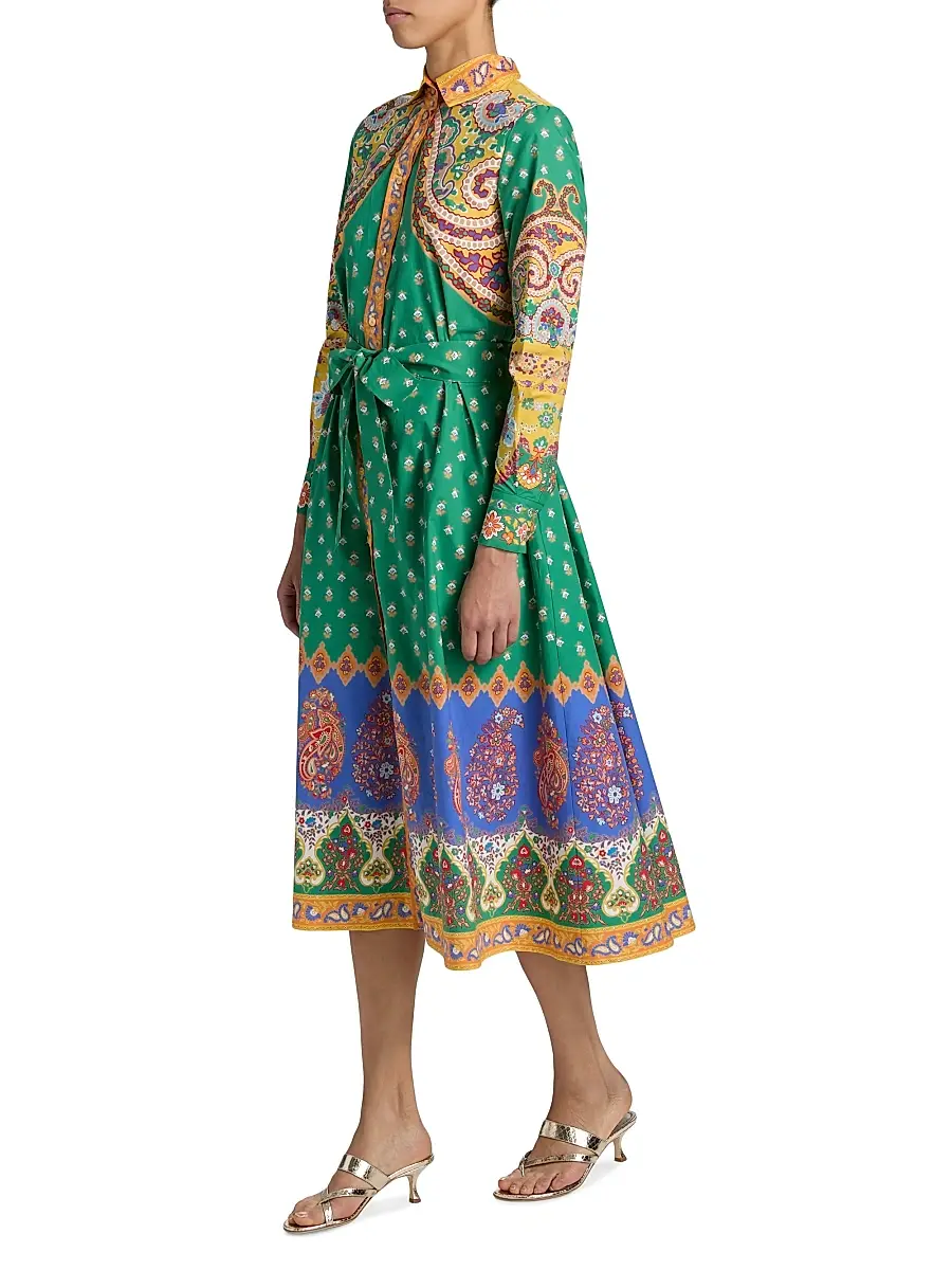 Etro Women's Printed Cotton Belted Shirtdress | Thumbnail 4
