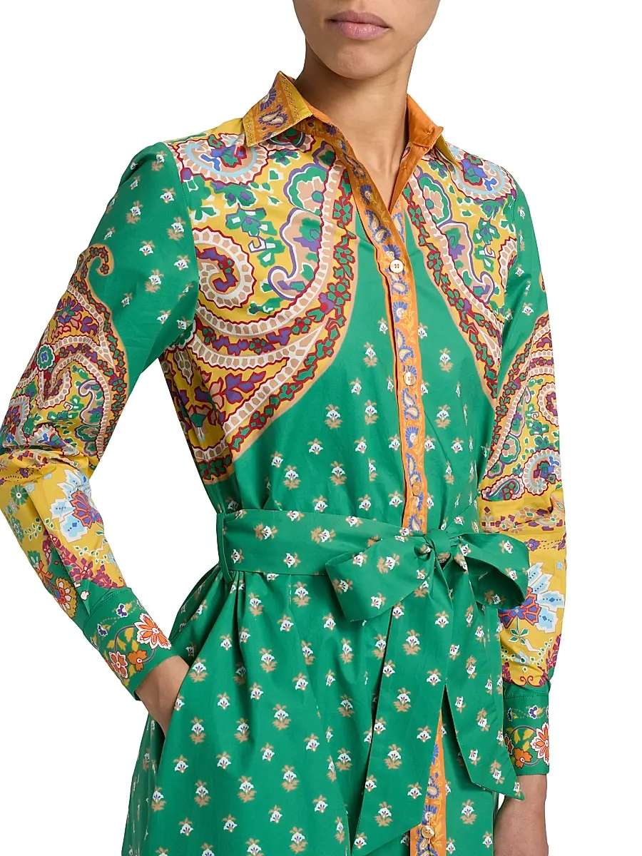 Etro Women's Printed Cotton Belted Shirtdress | Thumbnail 6