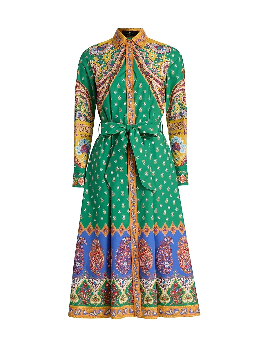 Etro Women's Printed Cotton Belted Shirtdress