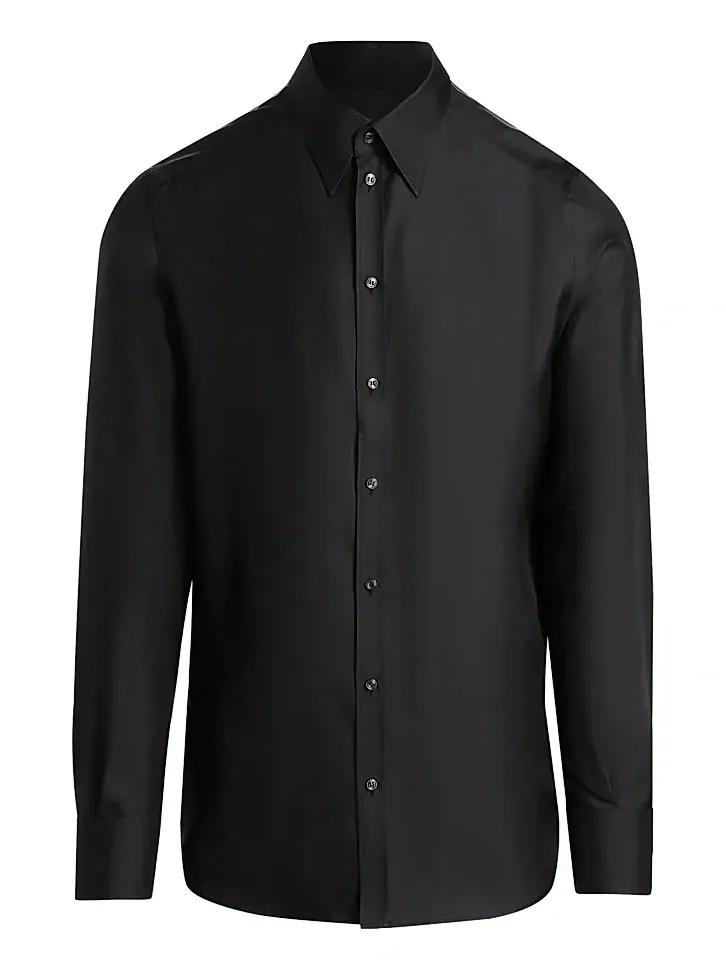 Men's Silk Twill Button-Front Shirt