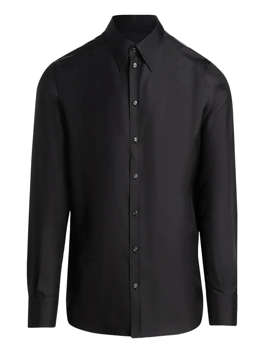 Men's Silk Twill Button-Front Shirt