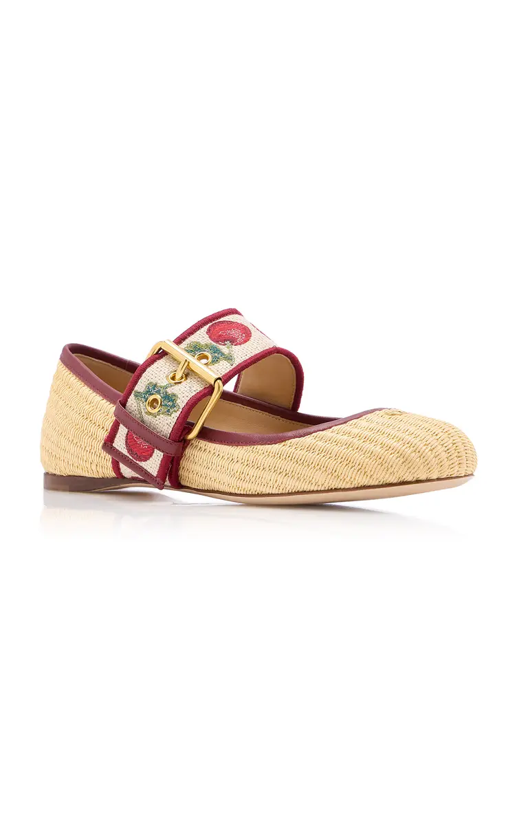 Valentino Garavani Bribri Cherrific Raffia Ballet Flat | Thumbnail 5 Valentino Garavani Bribri Cherrific Raffia Ballet Flat | Thumbnail 5