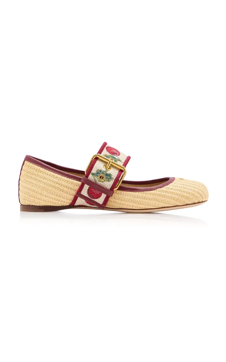 Valentino Garavani Bribri Cherrific Raffia Ballet Flat | Thumbnail 6 Valentino Garavani Bribri Cherrific Raffia Ballet Flat | Thumbnail 6