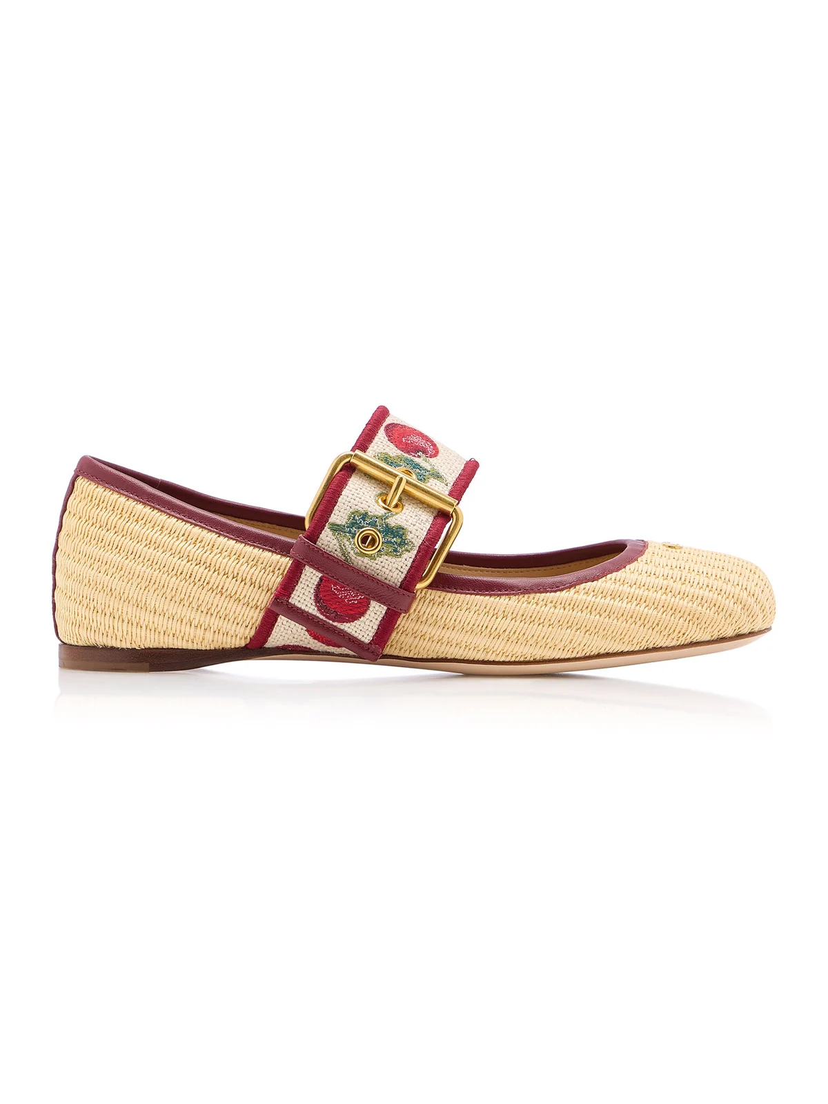 Valentino Garavani Bribri Cherrific Raffia Ballet Flat