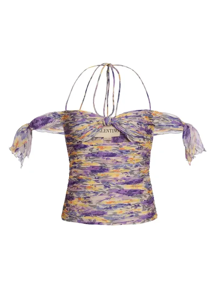 Flowerism Pleated Silk-Crepe Top Flowerism Pleated Silk-Crepe Top
