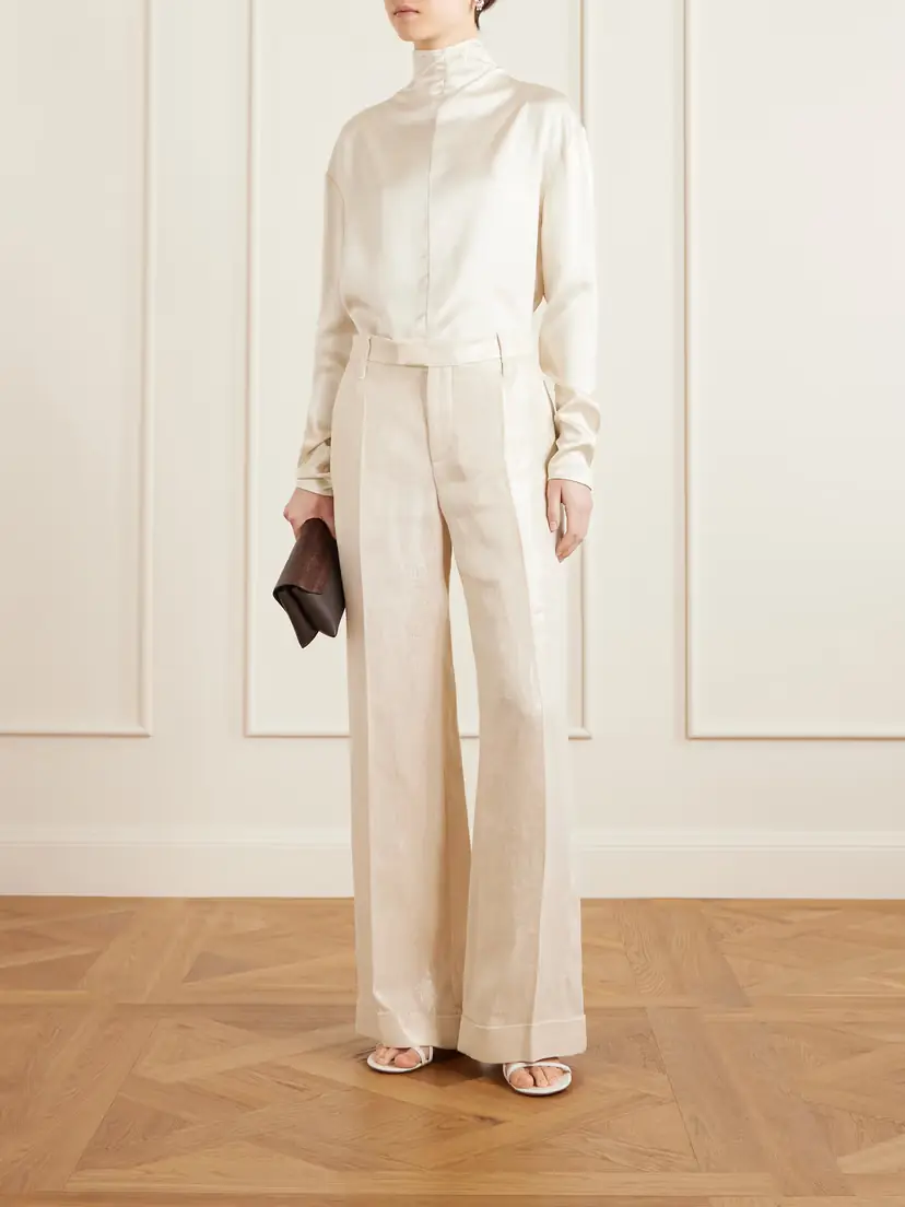 Brunello Cucinelli Metallic Linen Wide-leg Pants | Thumbnail 2 Brunello Cucinelli Metallic Linen Wide-leg Pants | Thumbnail 2