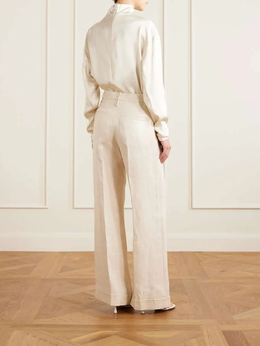 Brunello Cucinelli Metallic Linen Wide-leg Pants | Thumbnail 3 Brunello Cucinelli Metallic Linen Wide-leg Pants | Thumbnail 3