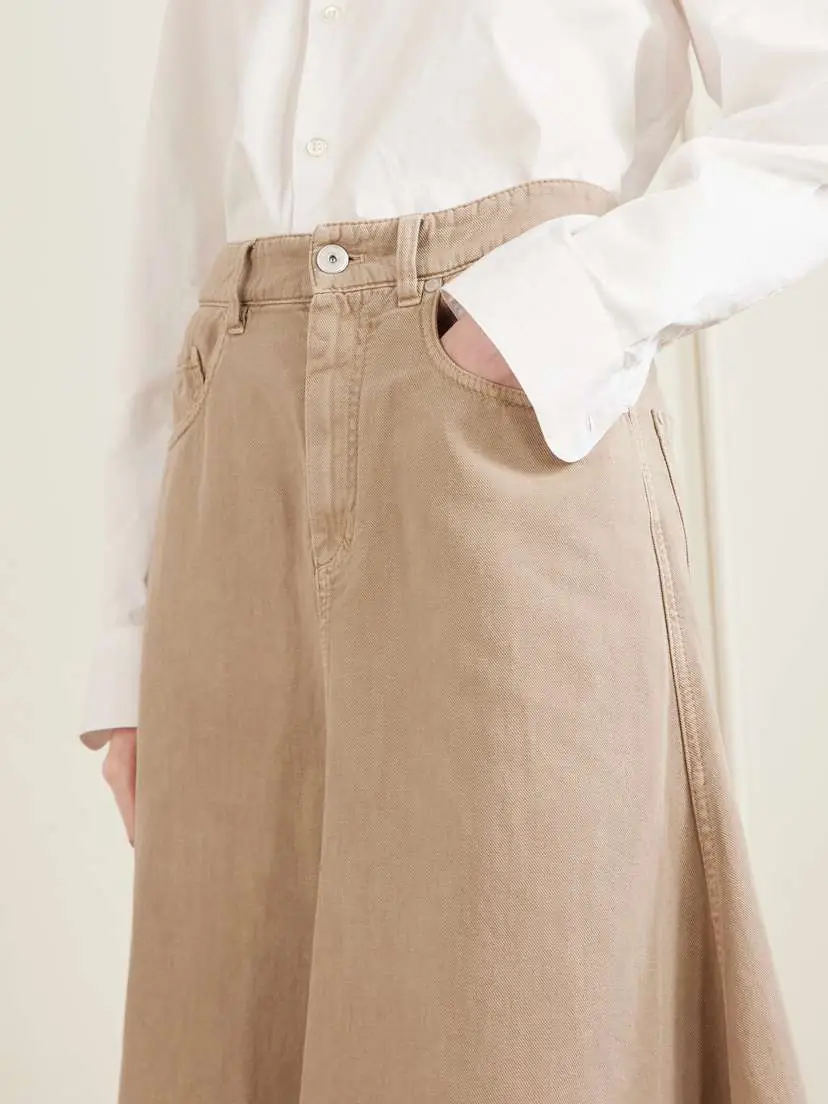 Brunello Cucinelli Cotton And Linen-blend Twill Midi Skirt | Thumbnail 5 Brunello Cucinelli Cotton And Linen-blend Twill Midi Skirt | Thumbnail 5