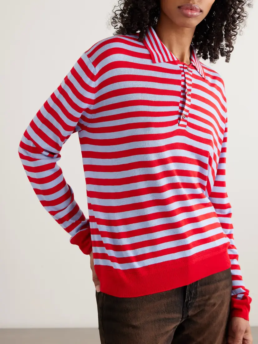 La Ligne Ben Striped Silk, Wool And Cashmere-blend Polo Sweater | Thumbnail 3 La Ligne Ben Striped Silk, Wool And Cashmere-blend Polo Sweater | Thumbnail 3