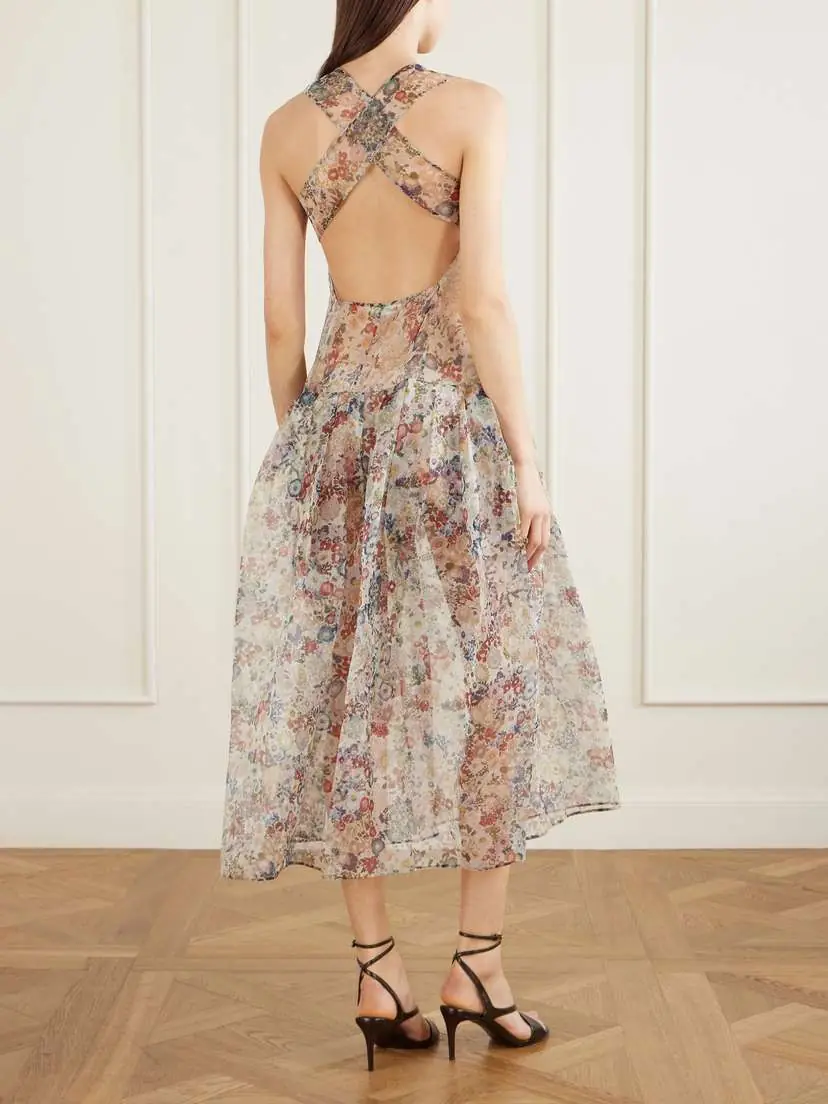 Khaite Amello Floral-print Silk-organza Midi Dress | Thumbnail 4 Khaite Amello Floral-print Silk-organza Midi Dress | Thumbnail 4