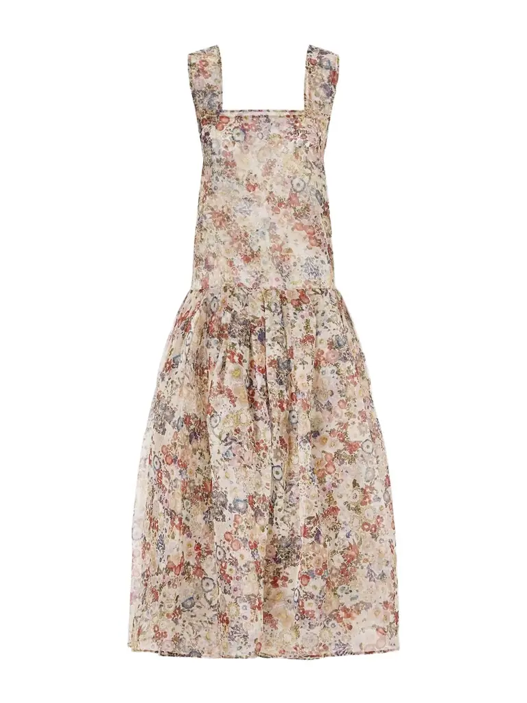 Amello Floral-print Silk-organza Midi Dress