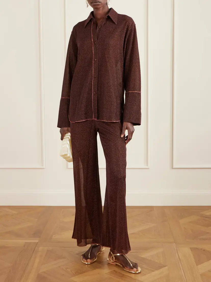 Oséree Lumière Metallic Stretch-knit Shirt | Thumbnail 2 Oséree Lumière Metallic Stretch-knit Shirt | Thumbnail 2