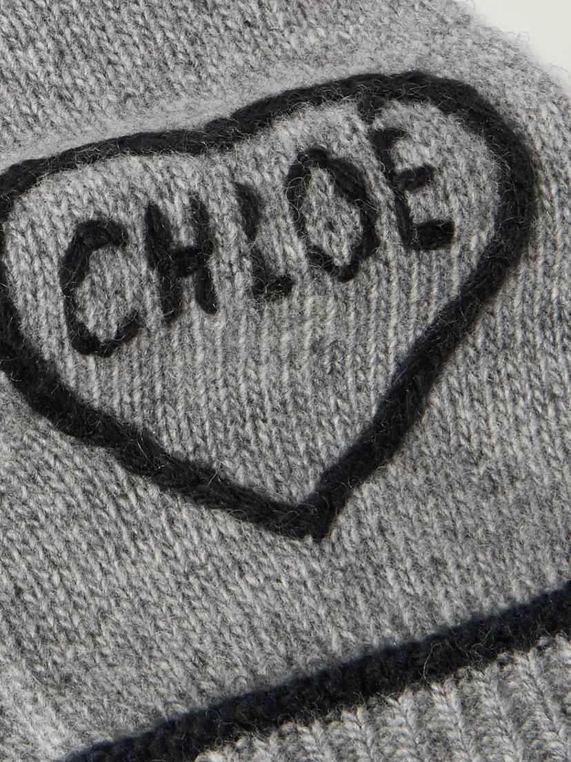 Chloé Embroidered Wool And Cashmere-blend Gloves | Thumbnail 2 Chloé Embroidered Wool And Cashmere-blend Gloves | Thumbnail 2