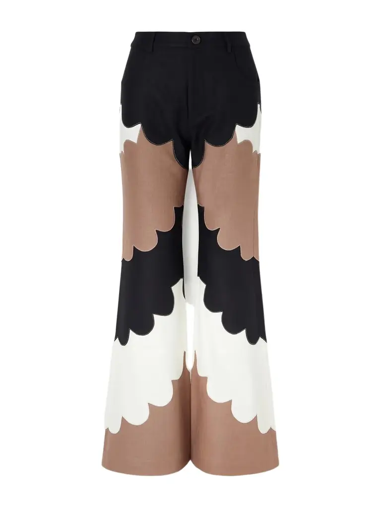 Bunny Cedar Patchworked Silk Flared Pants