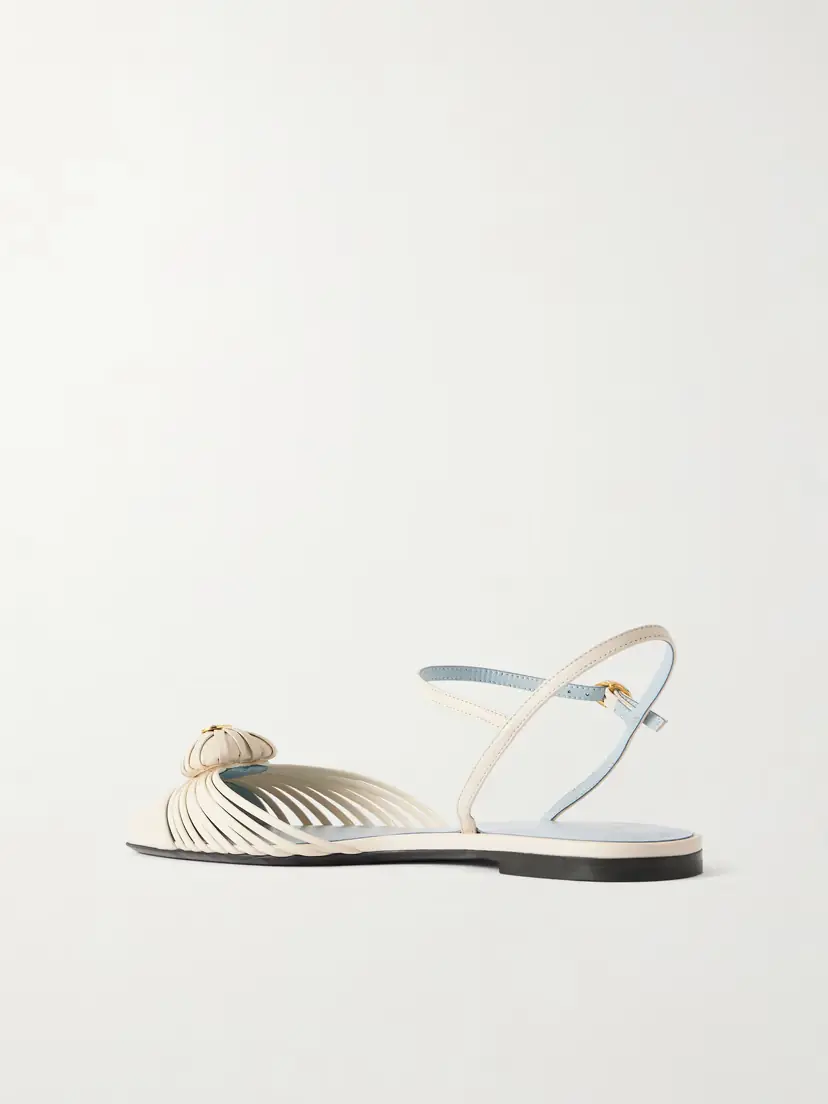 Valentino Garavani Royal Vlogo Appliquéd Leather Slingback Flats | Thumbnail 3