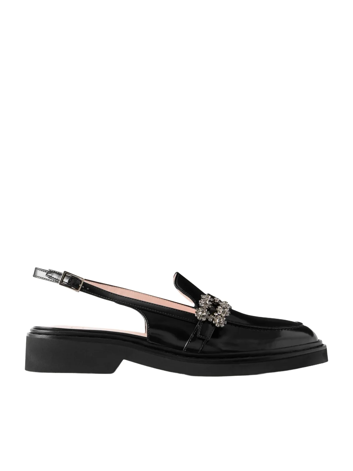Roger Vivier Viv Rangers Crystal-embellished Leather Slingback Loafers