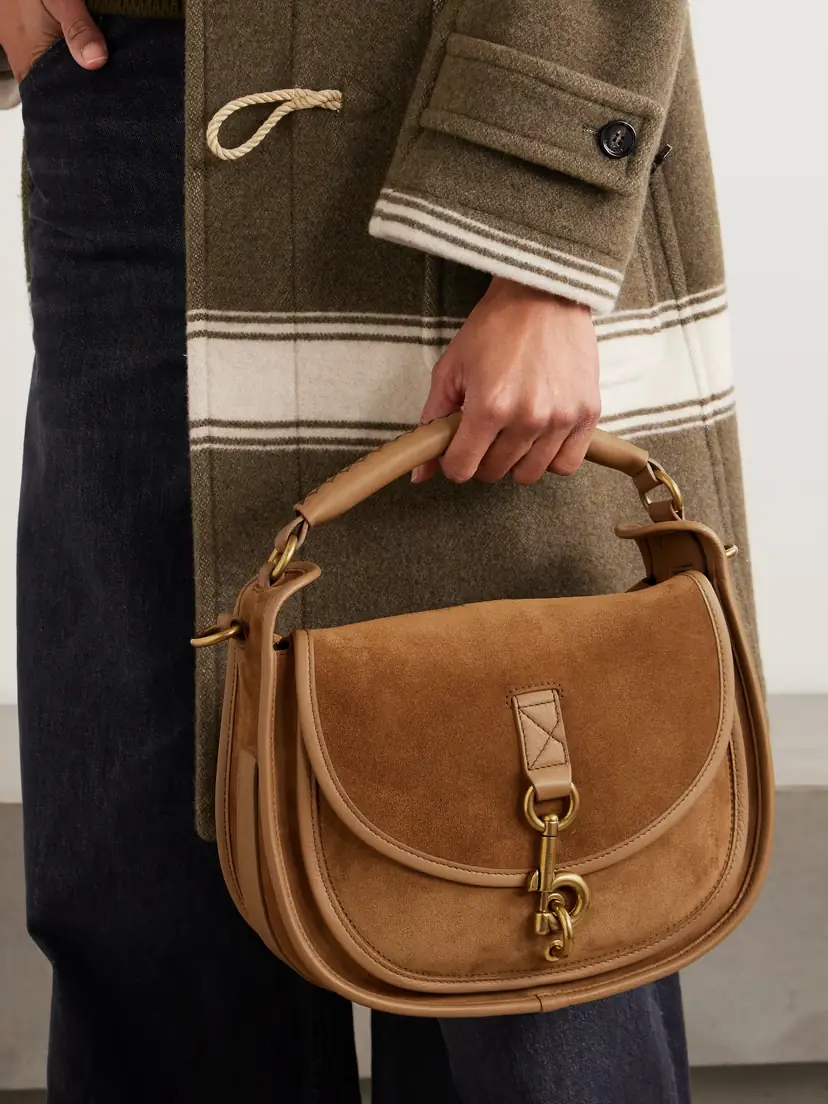 Burberry Small Leather-trimmed Suede Shoulder Bag | Thumbnail 2 Burberry Small Leather-trimmed Suede Shoulder Bag | Thumbnail 2