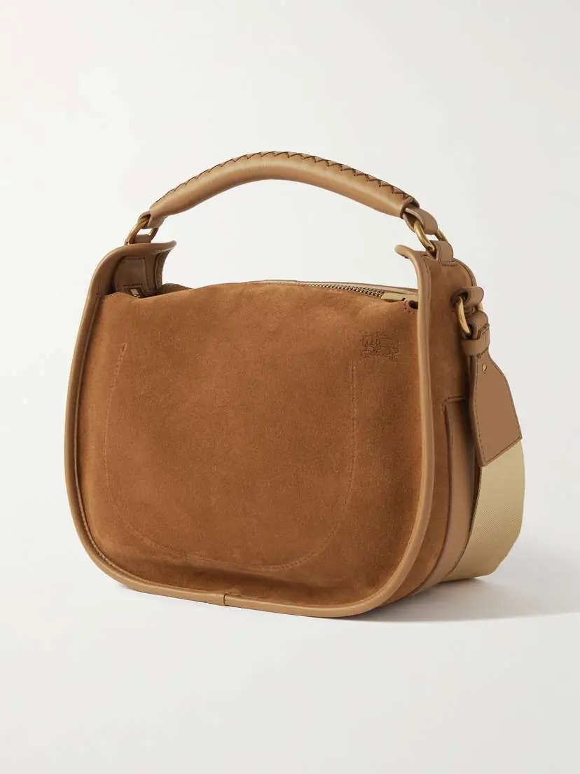 Burberry Small Leather-trimmed Suede Shoulder Bag | Thumbnail 3 Burberry Small Leather-trimmed Suede Shoulder Bag | Thumbnail 3